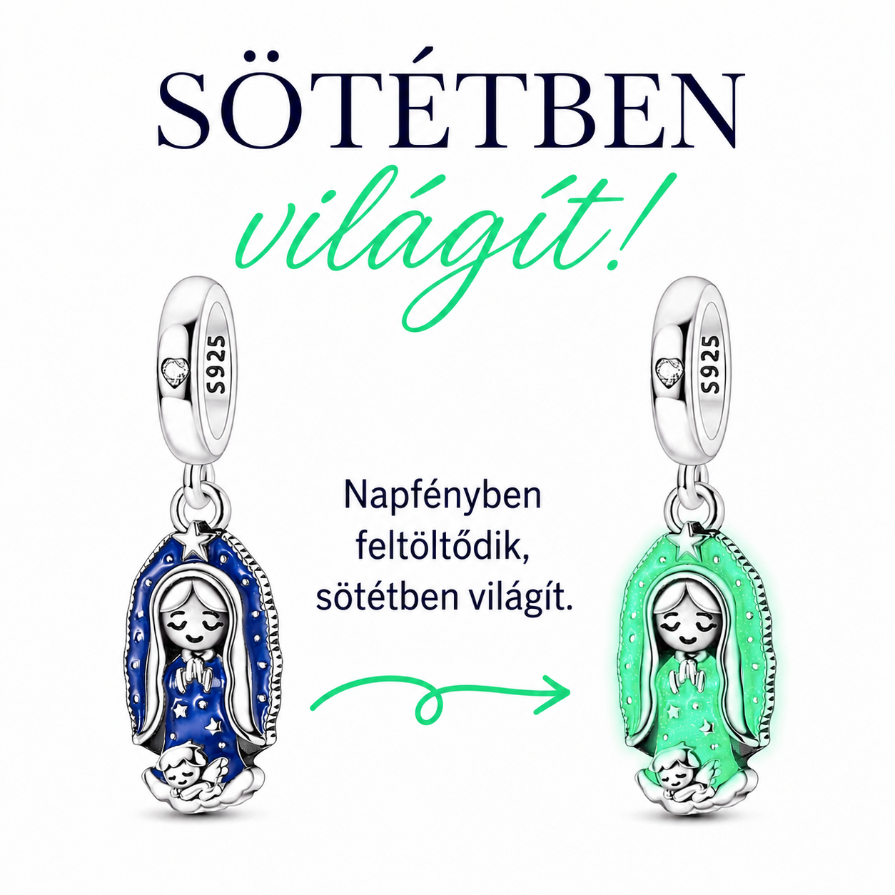 Világító Őrangyal Charm